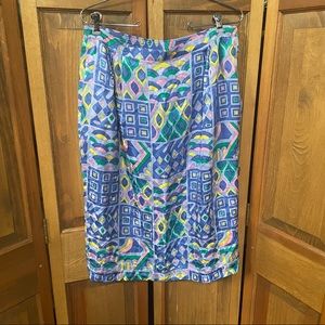 Ann Crimmins For Umi Collections Color Plus Size 16 Printed Skirt Silk Vintage